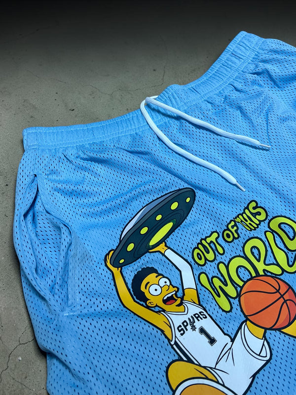 "Wemby Alien Out of This World" basketball shorts