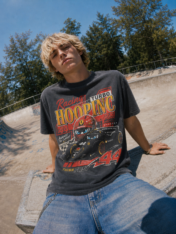 "Hoopinc Mini Racer #44" Retro Washed Tee
