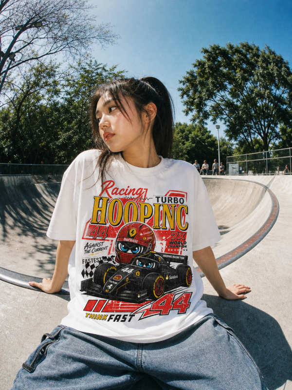 "Hoopinc Mini Racer #44" Retro Washed Tee