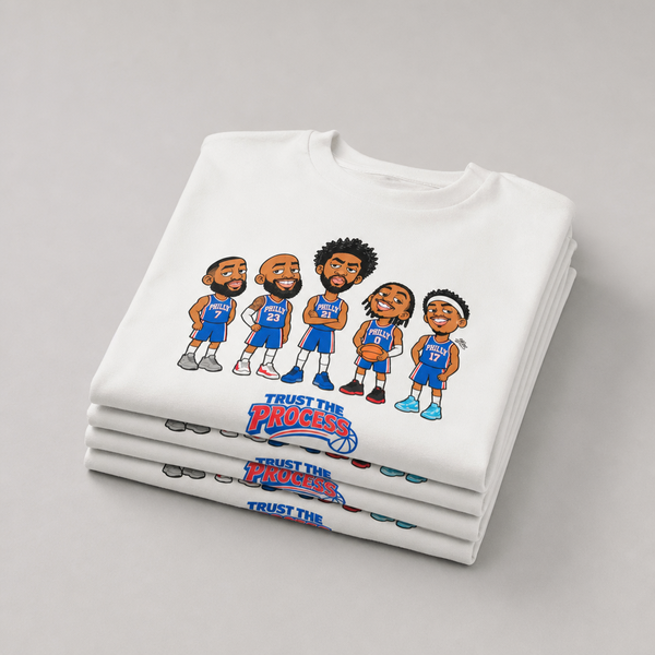 【費城新時代·首發紀念】Philly Lineup "Trust The Process" Q版五虎潮流重磅棉 Tee