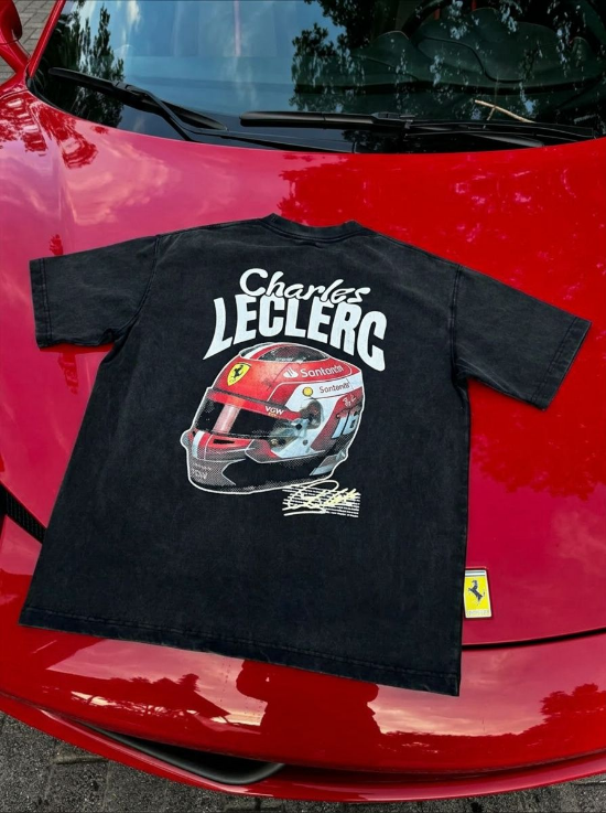 "F1 Racing - Leclerc Helmet" Washed Tee