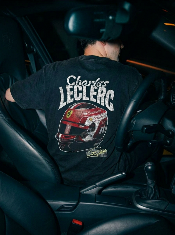 "F1 Racing - Leclerc Helmet" Washed Tee