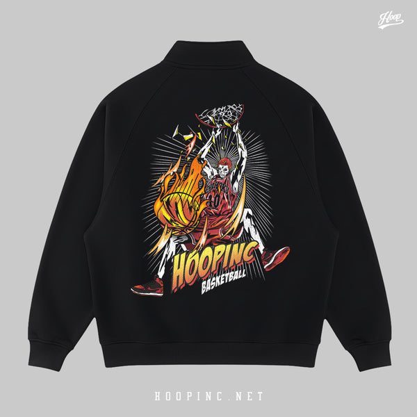 "HOOPINC Basketball Skull #10" Half Zip Sweater