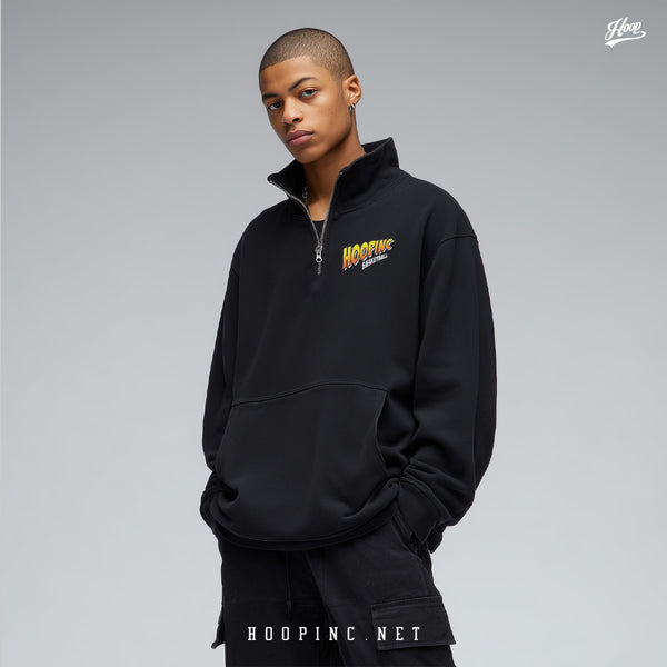 "HOOPINC Basketball Skull #10" Half Zip Sweater