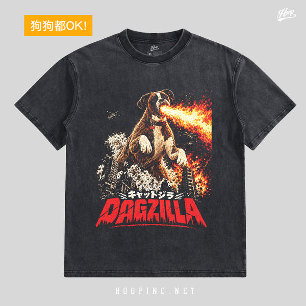 【AI 客製化】CATZILLA 貓咪 復古洗水 Washed Tee｜將你家主子變成終極巨獸！