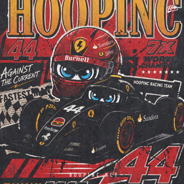 "Hoopinc Mini Racer #44" Retro Washed Tee