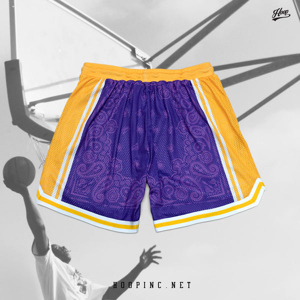 "HOOPINC BANDANA BASKETBALL" shorts in Purple & Gold
