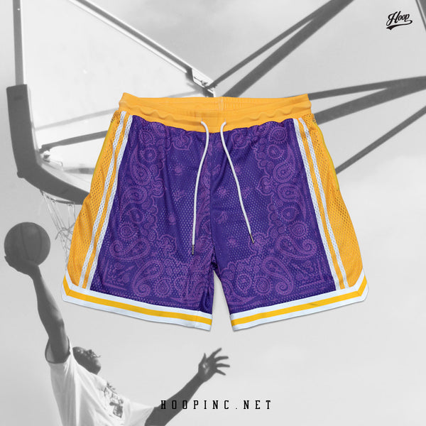 "HOOPINC BANDANA BASKETBALL" shorts in Purple & Gold