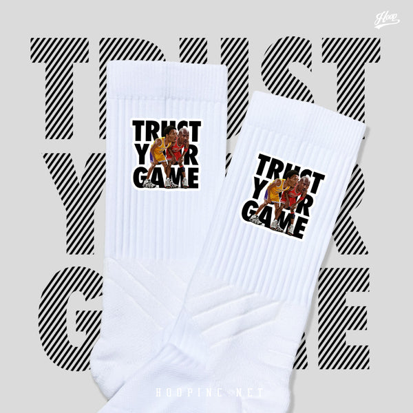 "TRUST YOUR GAME" socks