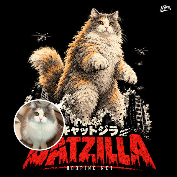 【AI 客製化】CATZILLA 貓咪 復古洗水 Washed Tee｜將你家主子變成終極巨獸！