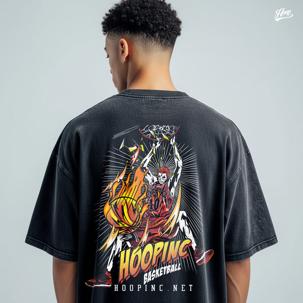 "HOOPINC Basketball Skull #10" Washed Tee