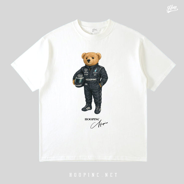 "Hoopinc Racer Bear" Retro Washed Tee