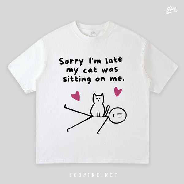 "My Cat Made Me Late" Washed Tee