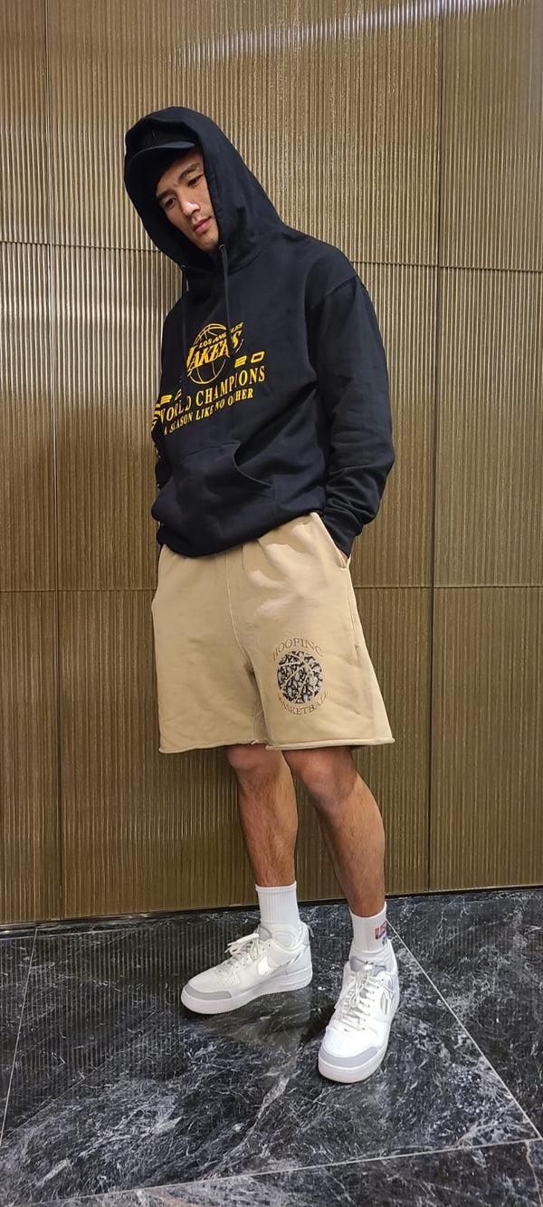 "HOOPINC BASKETBALL" heavy weight sweat shorts khaki