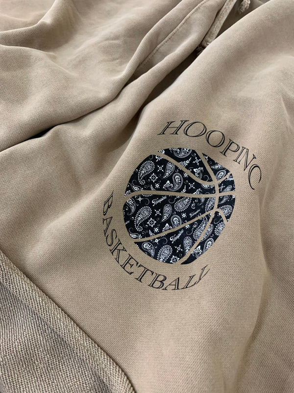 "HOOPINC BASKETBALL" heavy weight sweat shorts khaki
